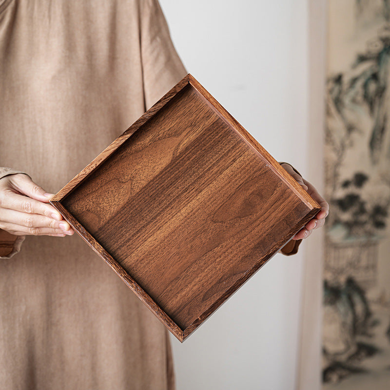 Walnut Tea Tray Minimalist Dry Tea Tray Cup Storage Tray Chinese Style Candy Dessert Fruit Tray Tea Room Tea House Wholesale