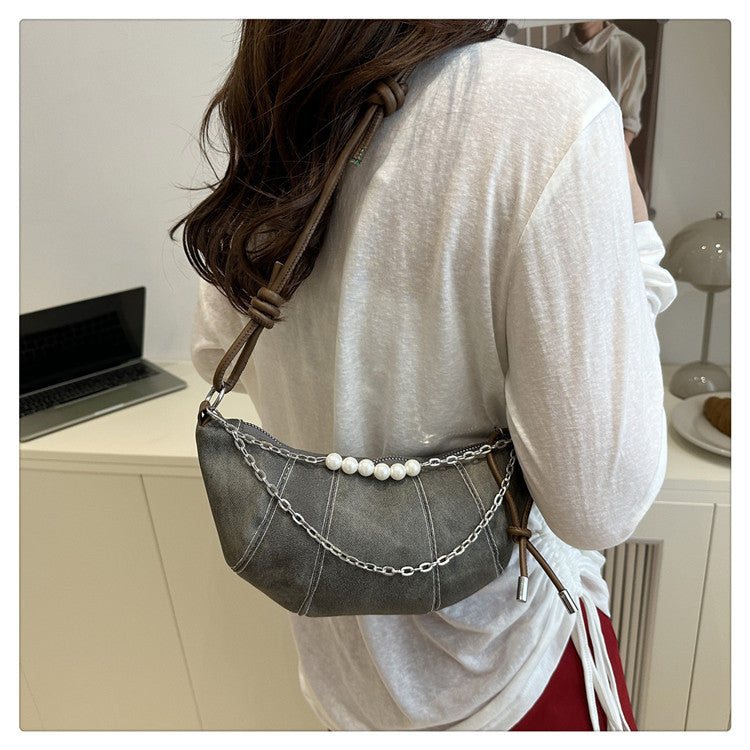 French Niche Ox Horn Bag for Women Shoulder Bag2025New Fashion Dumpling Bag Versatile Simple Crossbody Bag Export