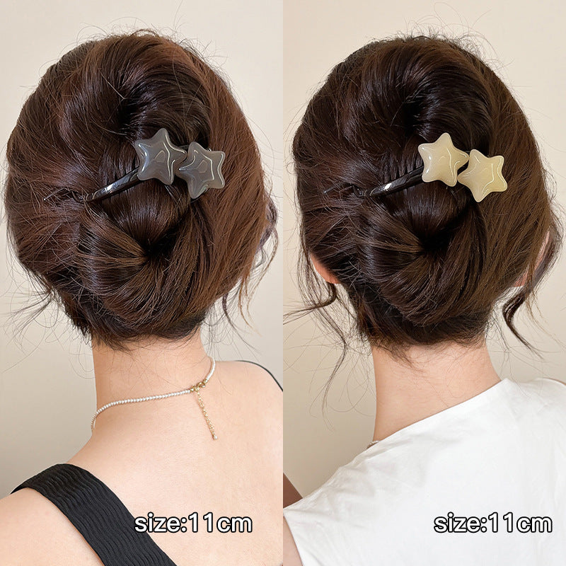 Vintage Simple Star Hair Twist Clip High-End Elegant Back of Head Bobby Pin Summer Versatile Shark Clip