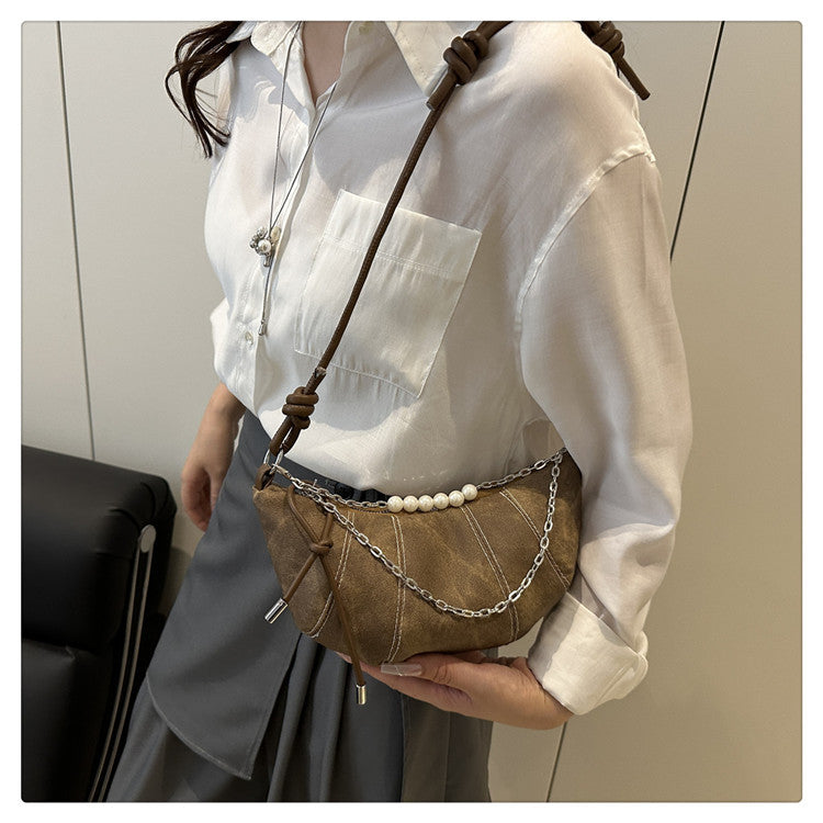 French Niche Ox Horn Bag for Women Shoulder Bag2025New Fashion Dumpling Bag Versatile Simple Crossbody Bag Export