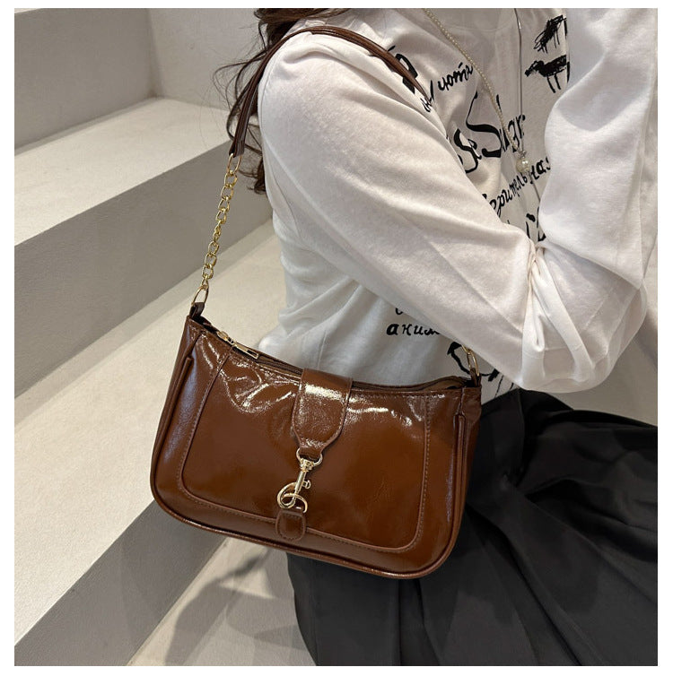 French Design Glossy Women2025Summer New Trendy Fashionable Elegant Single Shoulder Underarm Handbag for Women