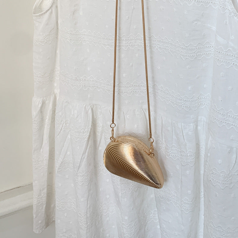 Mini2025Summer New Bag Niche Metal Shell Single Shoulder Chain Crossbody Bag Evening Fashion Small Bag for Women