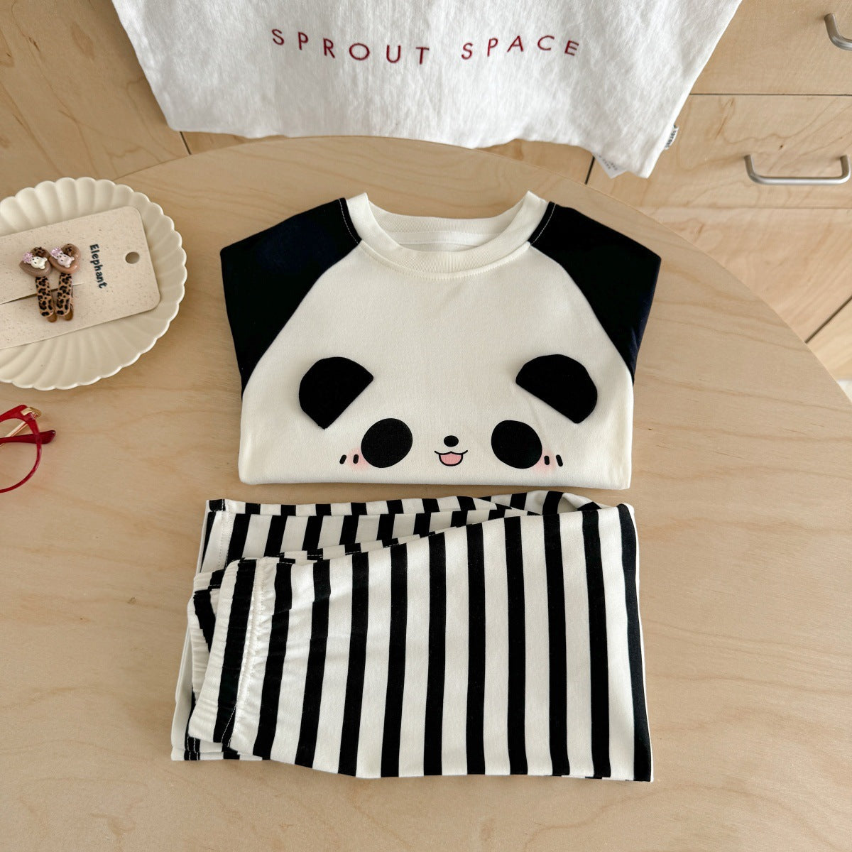 Girls A Pajama Set2025Autumn Girls Korean Style Homewear Baby Cute Cartoon Print Two-Piece Set Trendy