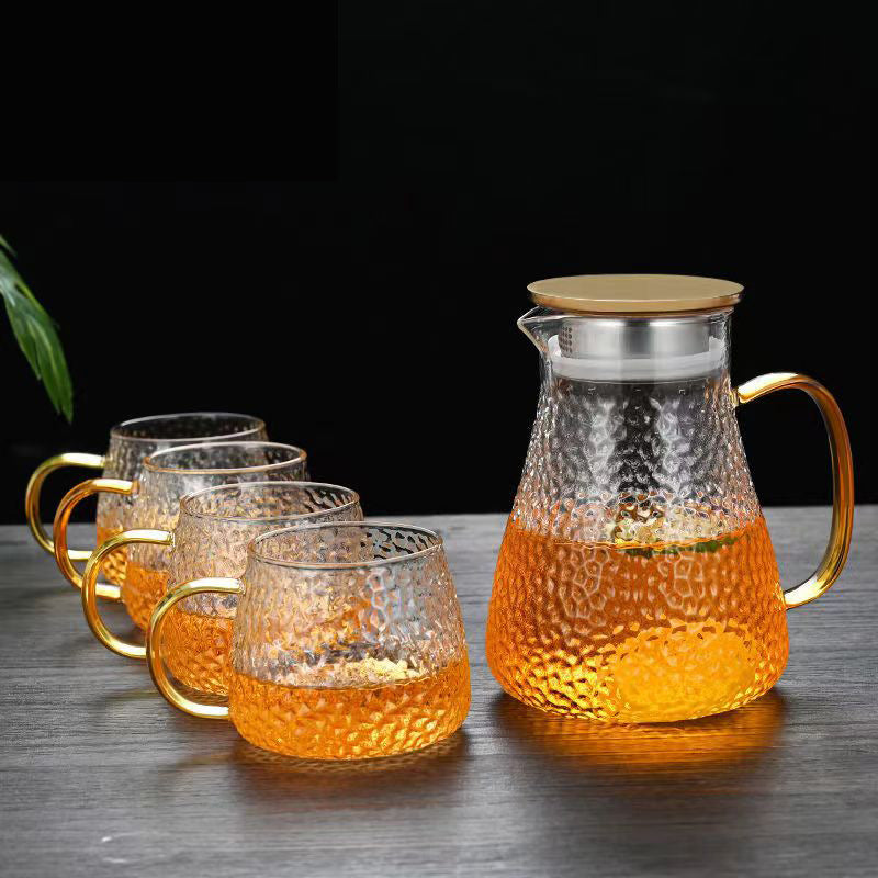 Cold Water Pitcher Glass High Temperature Resistant Household Cold Water Pitcher Set Large Capacity Tea Pitcher Cold Water Cup Juice Pitcher