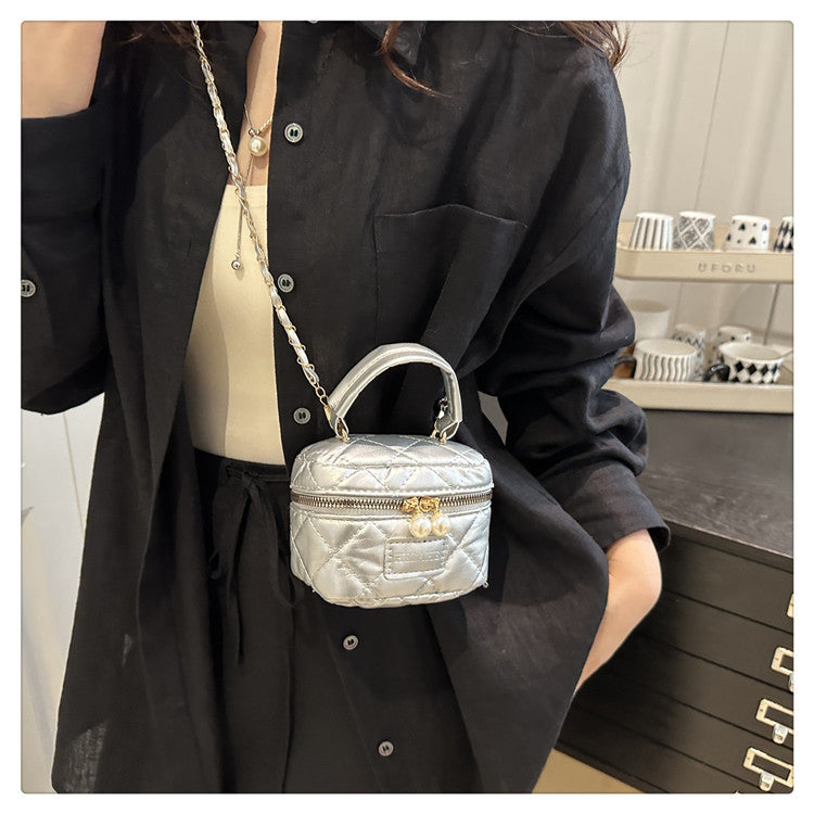 Women's Spring Summer Bag2025New Diamond Chain Bag High-End Fashionable Crossbody Bag Versatile Handheld Small Square Bag