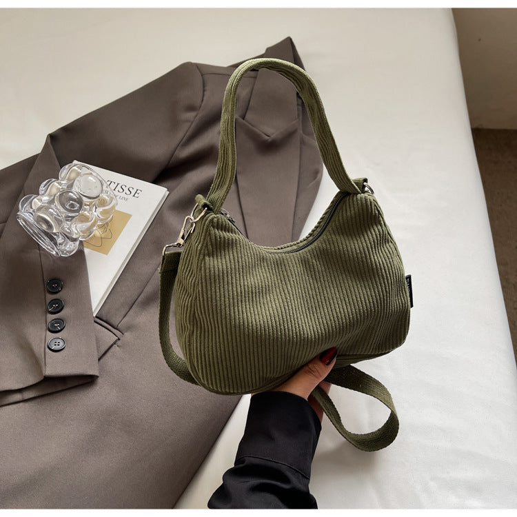 2024New Casual Large Capacity Women's Shoulder Bag Trendy Corduroy Versatile Crossbody Bag Trendy Bag Cross-Border Hot Item