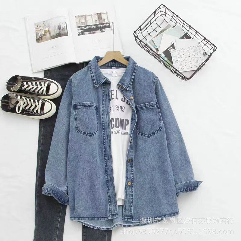 Spring and Autumn Foreign Trade Cross-Border Women's Denim Shirt Trendy Brand Korean Version Street Style Denim Top Women's Export Miscellaneous Denim Jacket
