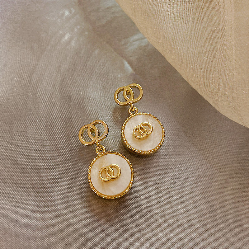 Silver Needle Irregular Round Earrings Simple Minimalist Style Fashion European and American Stud Earrings Elegant Light Luxury High-end Feel Earrings for Women