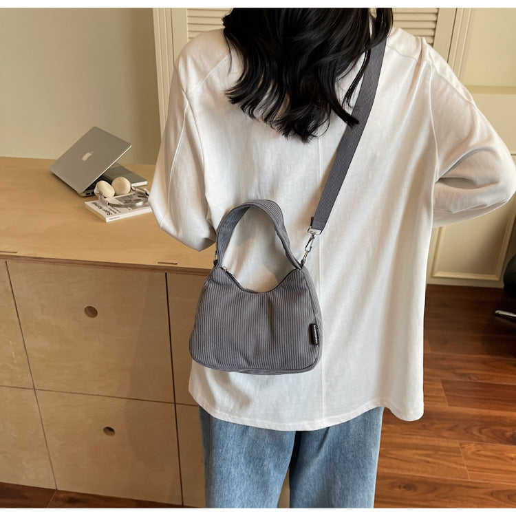 2024New Casual Large Capacity Women's Shoulder Bag Trendy Corduroy Versatile Crossbody Bag Trendy Bag Cross-Border Hot Item