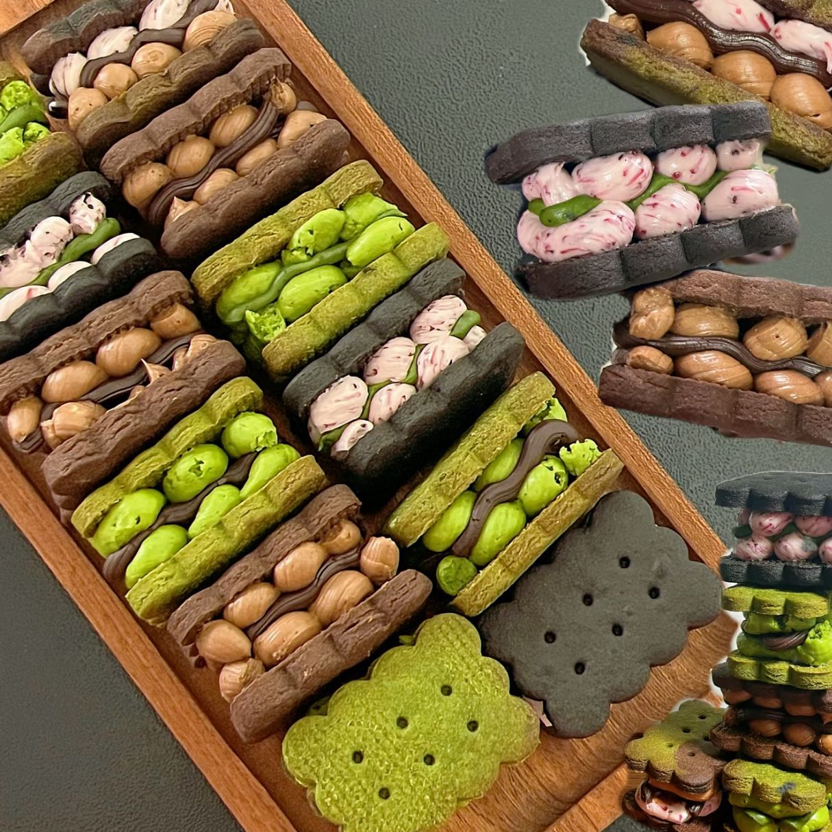 Frozen Chewy Butter Sandwich Cookies Matcha Chocolate Multi-flavor Ice Cream Texture Cake Snacks Factory