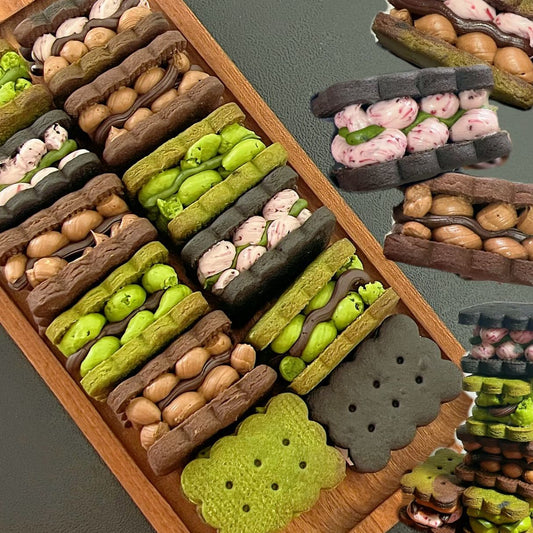 Frozen Chewy Butter Sandwich Cookies Matcha Chocolate Multi-flavor Ice Cream Texture Cake Snacks Factory