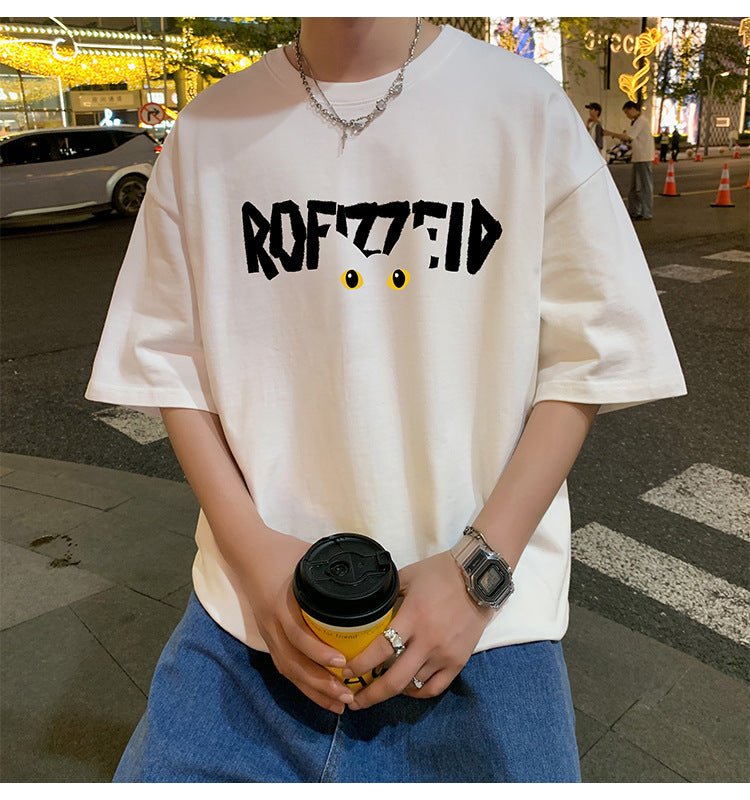 Short Sleeve T Men's Summer New Heavyweight Pure Cotton Crew Neck T-Shirt Large Size Loose Fit Men's Short Sleeve ins Fashion brand top
