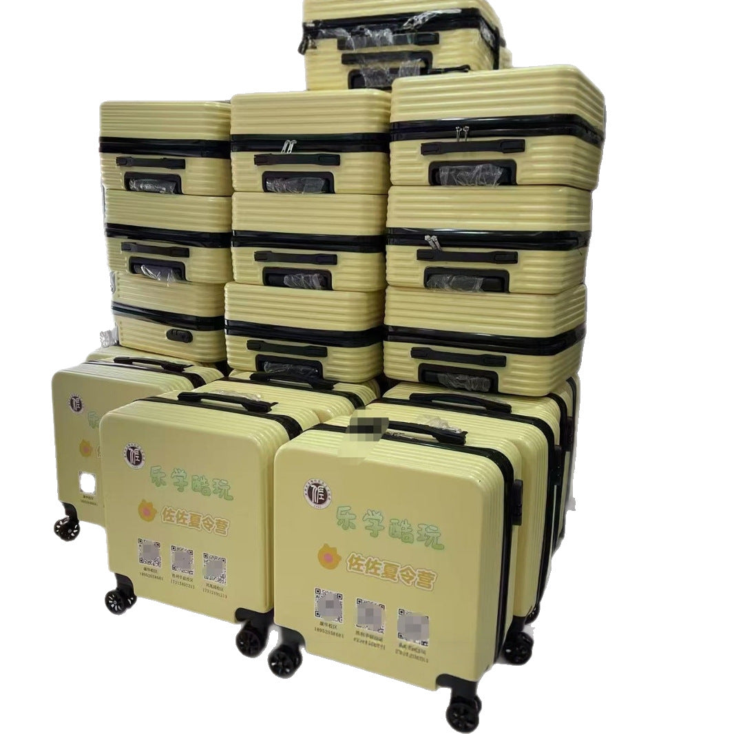 New181-inch Biscuit Children's Trolley Case Elementary School Student Luggage with Printed Words logo Cute male and female baby suitcase