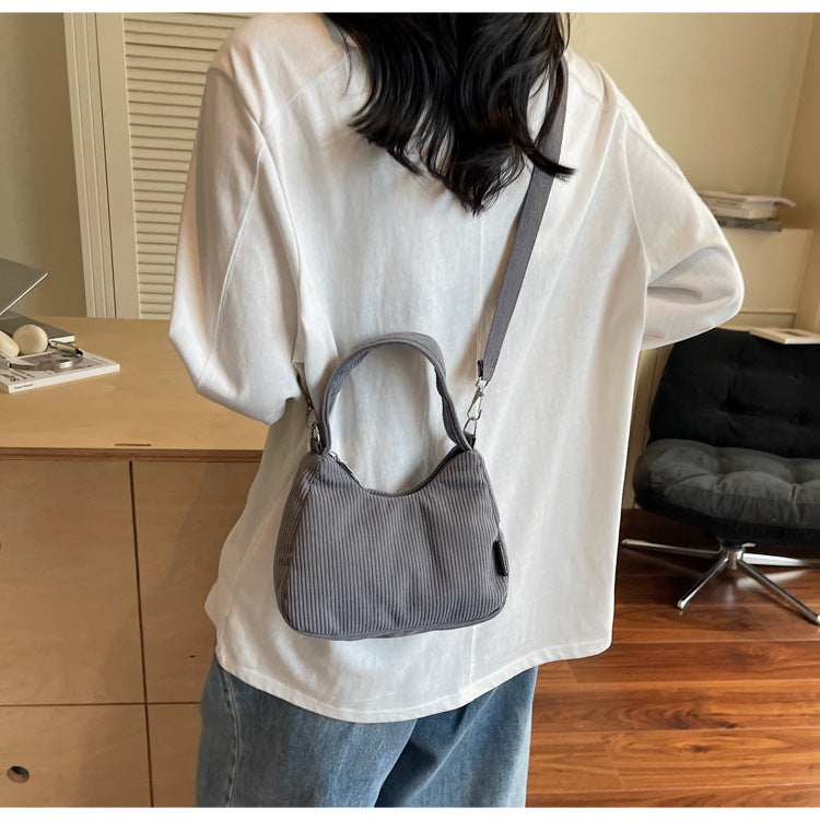 2024New Casual Large Capacity Women's Shoulder Bag Trendy Corduroy Versatile Crossbody Bag Trendy Bag Cross-Border Hot Item