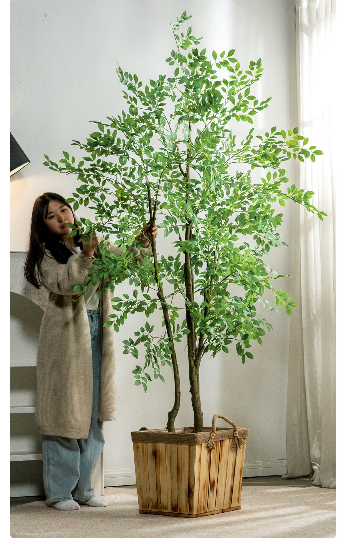 High-End Artificial Green Plant Elm Money Tree Banyan Tree Large Floor Plant Indoor Living Room Atmosphere Fake Tree Landscaping Decoration