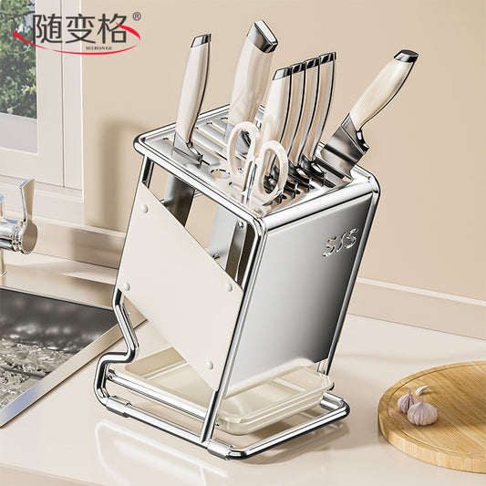 2025New Kitchen Knife Rack Storage Rack Cream Style Multifunctional Countertop Knife Holder Organizer Knife Storage Rack