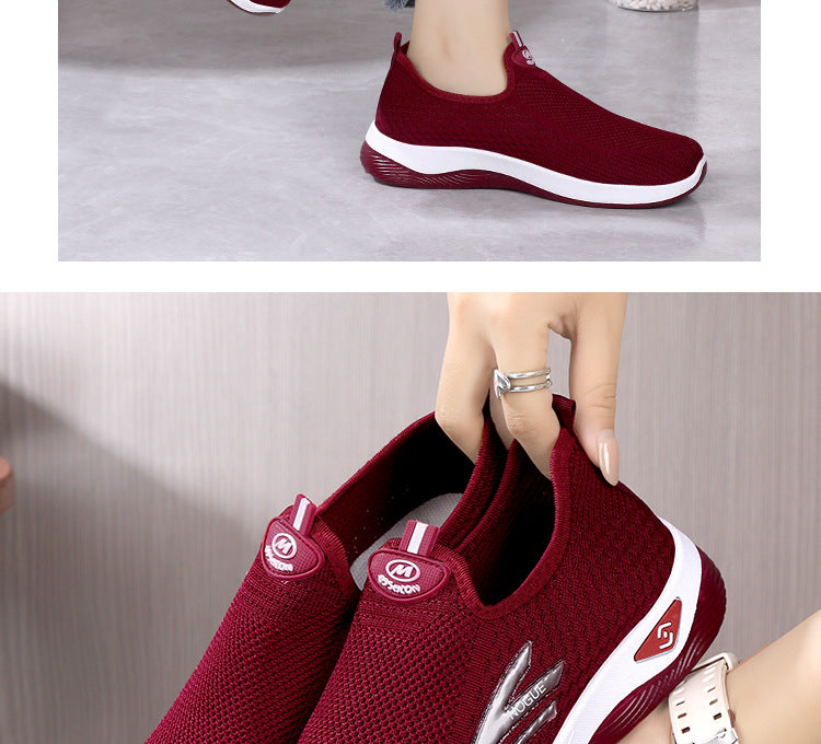 Old Beijing Cloth Shoes for Men, Slip-On Woven Surface Walking Shoes, Elderly Shoes, Non-Slip Soft Sole Casual Sports Shoes