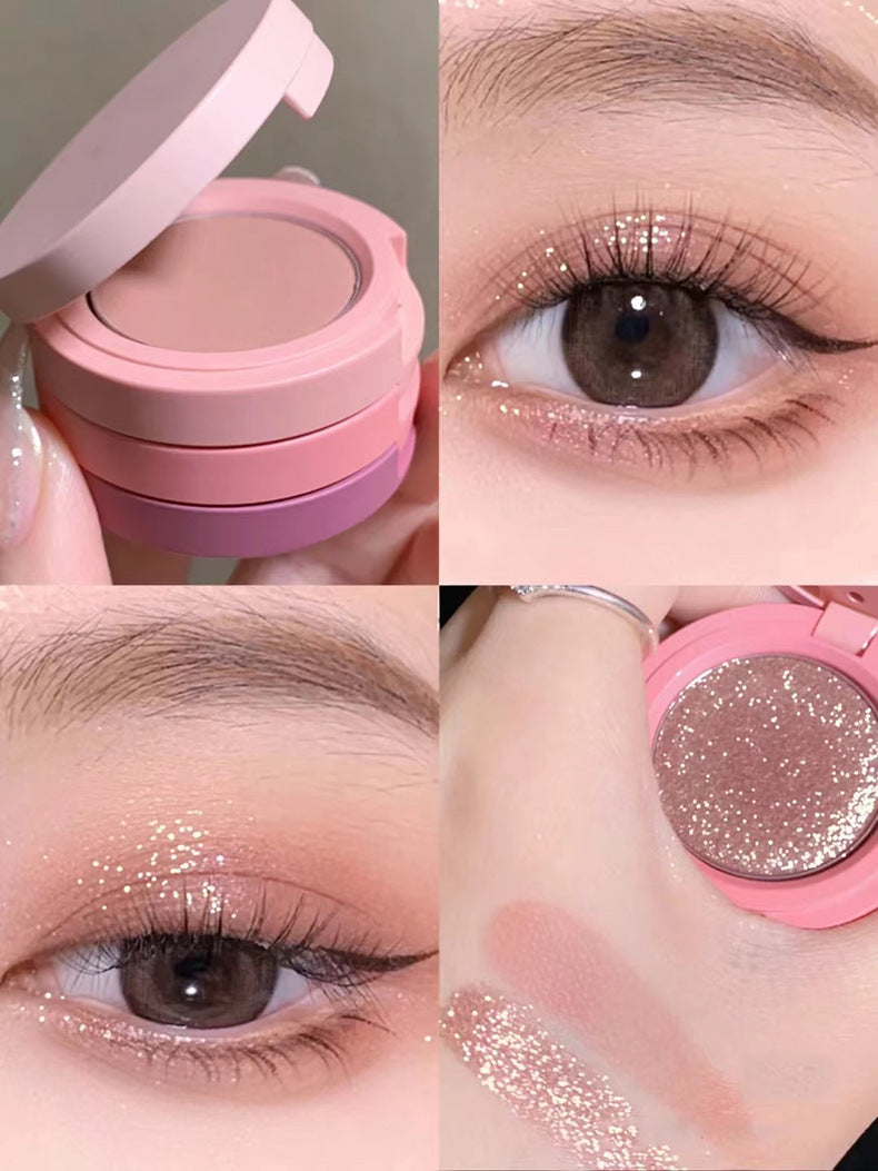 Capel Macaron Three-Layer Sandwich Eyeshadow Pearlescent Matte Flash Contour Earth Color with Mirror Nose Side Shadow