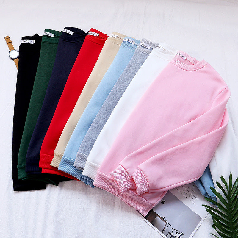 Base Layer Sweatshirt for Women, Autumn and Winter Loose Fit Lazy Style Hoodless Jacket, Thickened Couple Style, Korean Version, Class Uniform Wholesale
