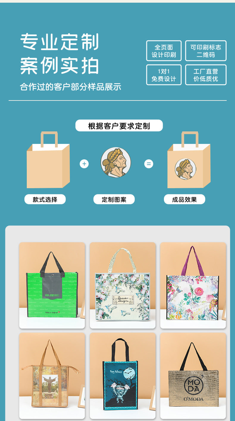 Laminated Non-Woven Fabric Handheld Gift Bags In Stock Waterproof Shopping Bags Wholesale Printing logo Custom Non-Woven Bag