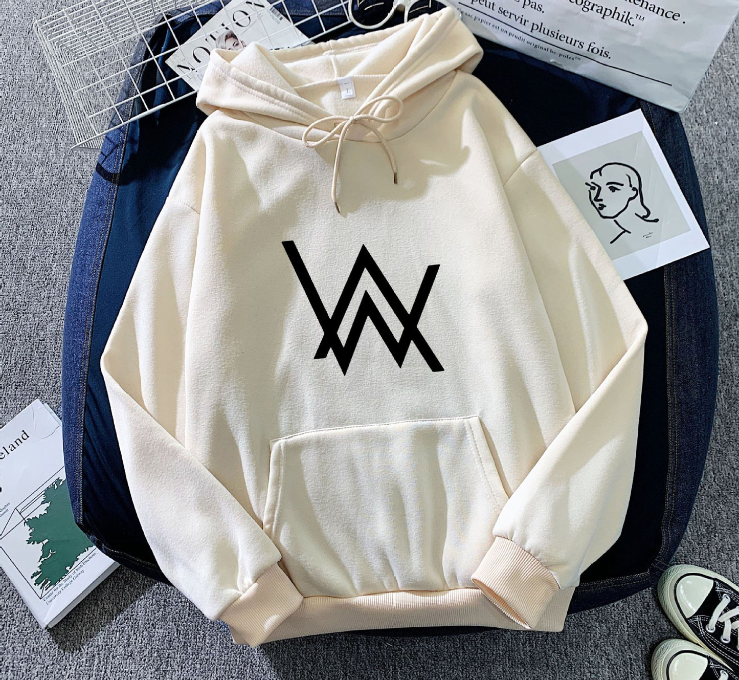 European and American Foreign Trade Exclusive Fleece-Lined Hoodie Sweatshirt for Men and Women, Autumn and Winter Couple's Loose Top, Amazon AliExpress