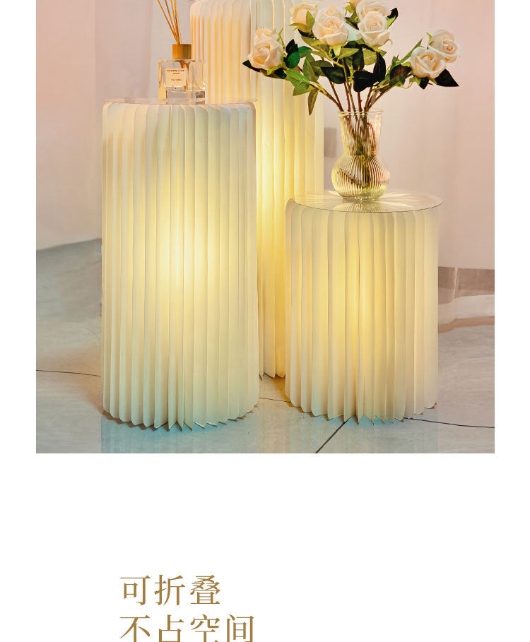 【Firefly Lantern】Live Streaming Background Decoration Foldable Round Column Paper Roman Column Folding Column Road Guide Ornament