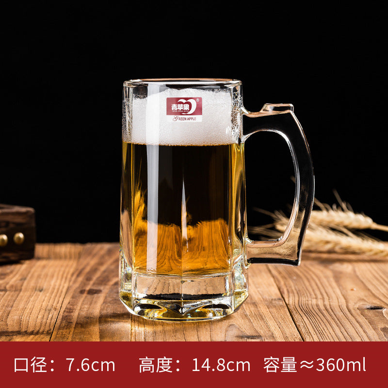 Transparent Glass Cup Heat-Resistant Large Thickened Tea Cup with Handle Beer Cup Without Lid Bar Gift Customizable logo