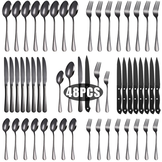 Tableware set Stainless Steel Tableware Set8Set of Cutlery, Fork, and Spoon for One Person48Set of Steak Knives in Color Box