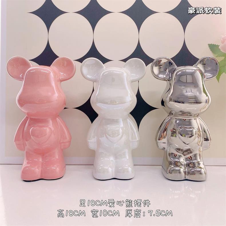 Chinese Style Violent Bear Ornament High-end Ceramic Living Room Entrance TV Cabinet Wine Cabinet Money Box Home Decoration Gift