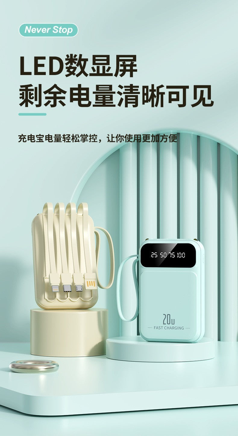 3C Certified Power Bank with Cable20000mAh large capacity portable power bank suitable for airplane use LOGO Customization
