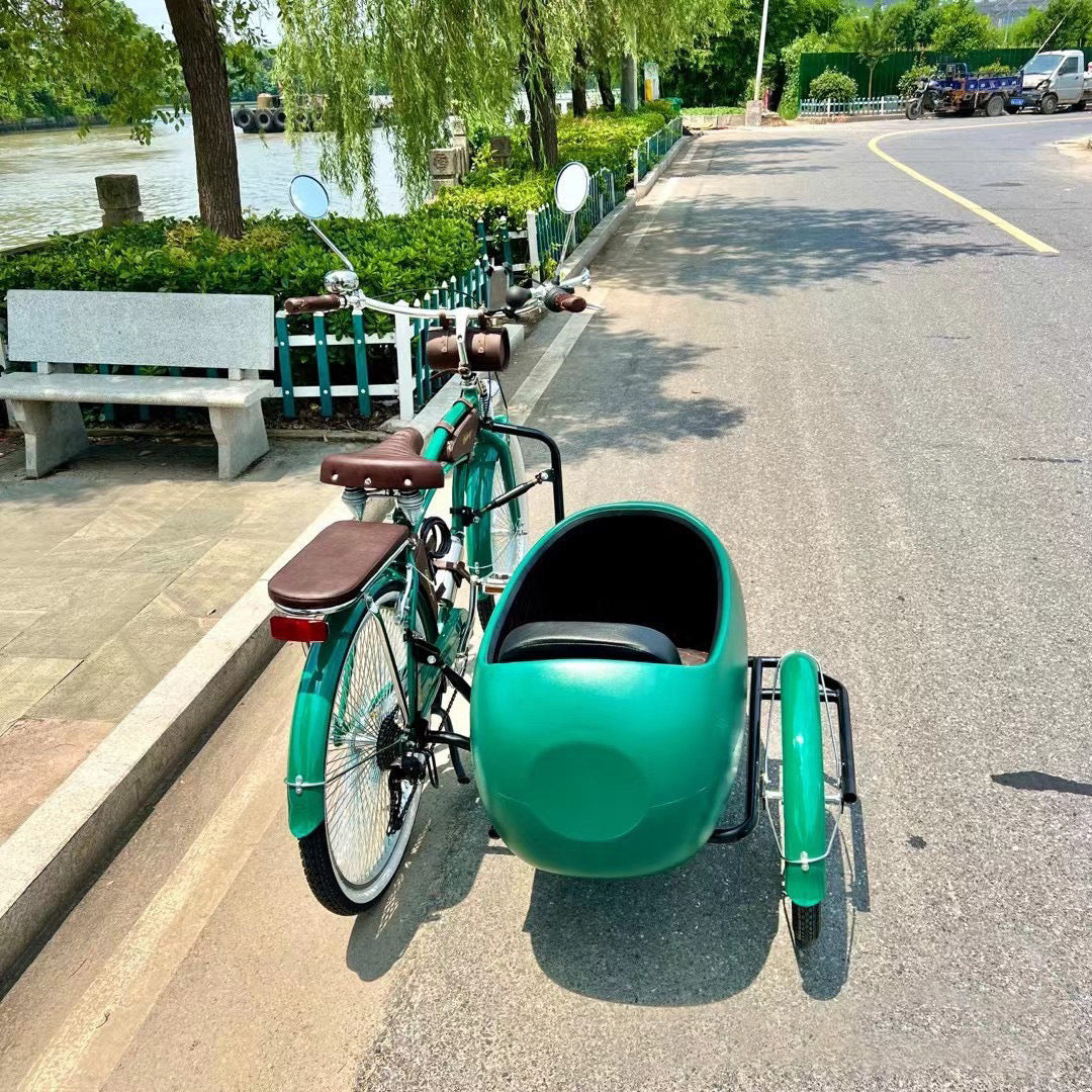 Comfortable Three-Wheel Bicycle High-End Park Display Side Bucket Drag Bucket Bicycle Dense Spokes High-End Side Three-Wheel