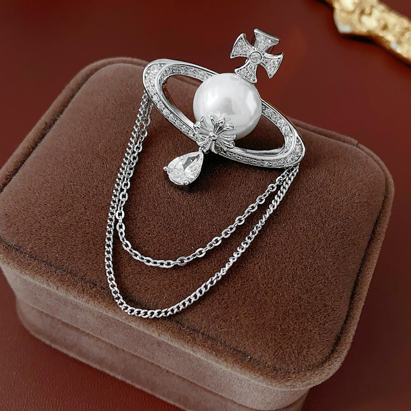 Real Gold Plated Zircon Flower Brooch Niche Light Luxury High-end Elegant Brooch High-end Women's Dress Accessories Wholesale