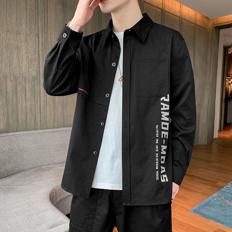 Gradient Long Sleeve Shirt for Men, Spring and Summer Loose Thin Jacket, Korean Style Trendy Casual ins Fashion Brand Sunscreen Shirt