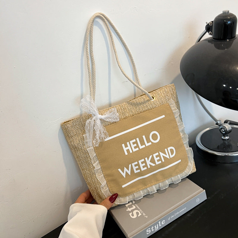 2025Large Capacity Elegant Korean Style Bag for Women Linen Canvas Bag Fashionable Eco-friendly Shopping Bag Single Shoulder Casual Handbag