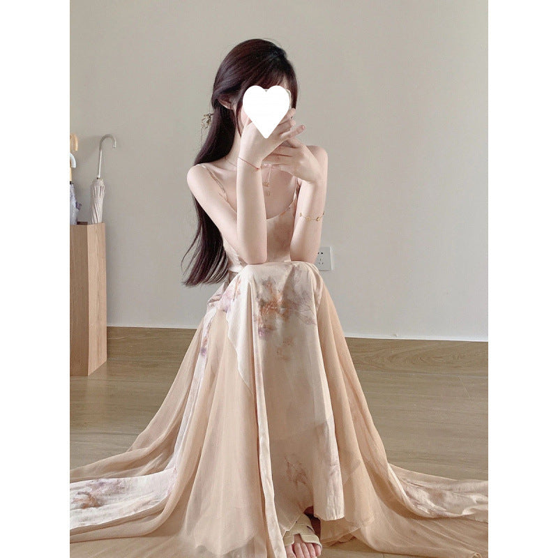 Yuelonggauze2025New Chinese Style National Style Dress Cool Zen Set Ancient Style Wabi-Sabi Dress Tea Dress Cheongsam Dress