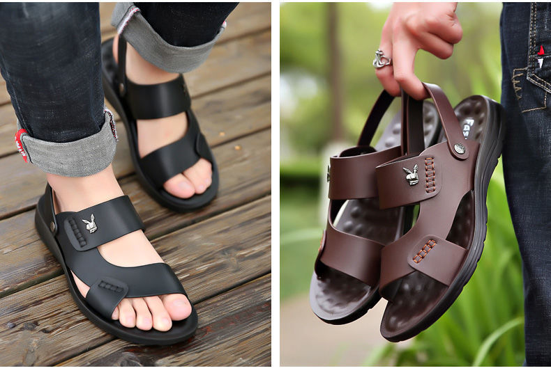 Men's Sandals Summer Soft Leather Soft Sole Anti-Slip Beach Shoes2023New large size casual dual-use outdoor sandals