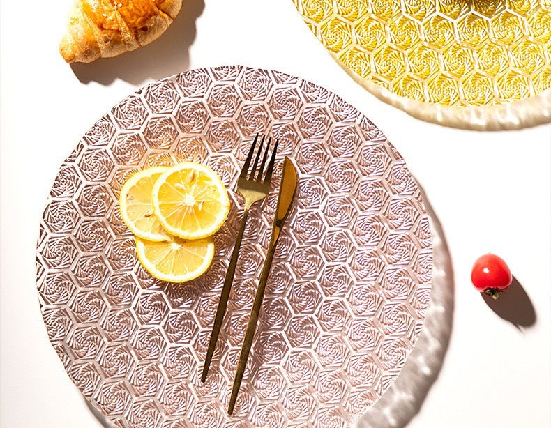 Western-style Glass Dinner Plate charger plate Wedding Banquet Decoration Plate High-Value Fruit Plate13inch pad plate