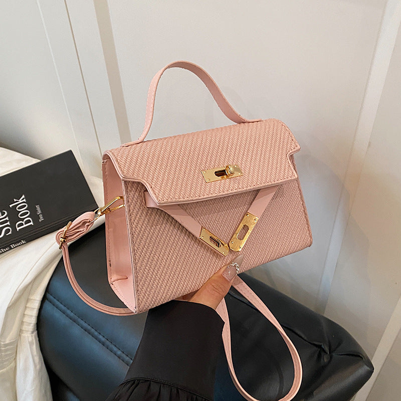 Bag2024New Fashion Small Square Bag Texture PU Handbag Retro Simple Shoulder Bag Trendy Versatile Crossbody