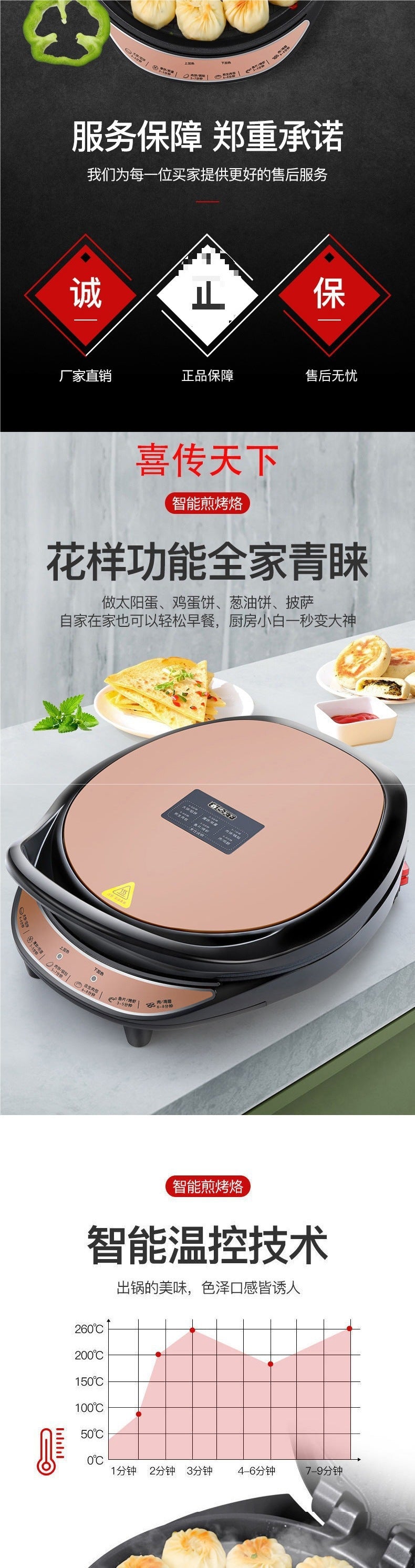 New Large Deep Electric Griddle for Home Use, Multi-Functional Double-Sided Heating, Frying, Baking, Pancake Maker, Thin Pancake Machine