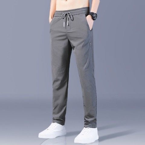 Men's Ice Silk Pants Loose Breathable Straight Slim Casual Pants Summer Thin Long Pants Stretch Men's Sports Wholesale