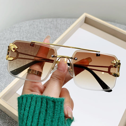 European and American Cross-Border Hot-Selling Double-Beam Edge-Cut Sunglasses for Men Wholesale Trendy Personality Sunglasses for Women sunglasses