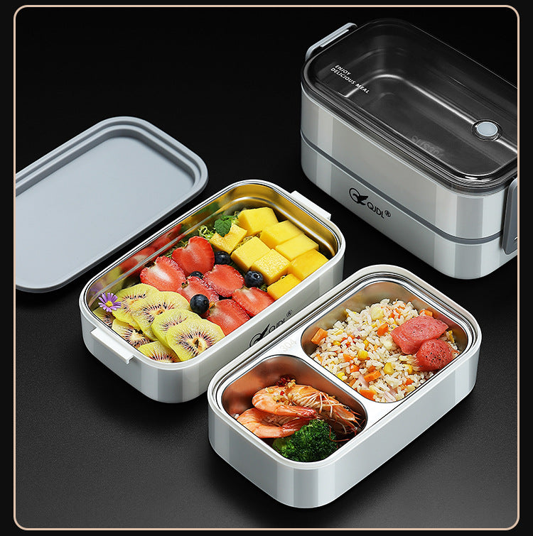 304Stainless Steel Sealed Insulated Lunch Box for Students and Office Workers, Microwave Safe, Double-Layer Lunch Container