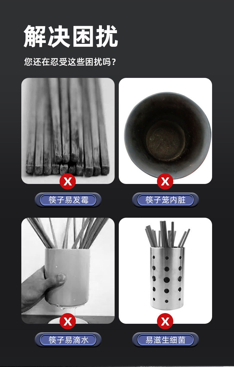 Disinfection Chopstick Holder Dustproof Wall-mounted Chopstick Storage Box Household Disinfection Drying No-drill Smart Chopstick Basket