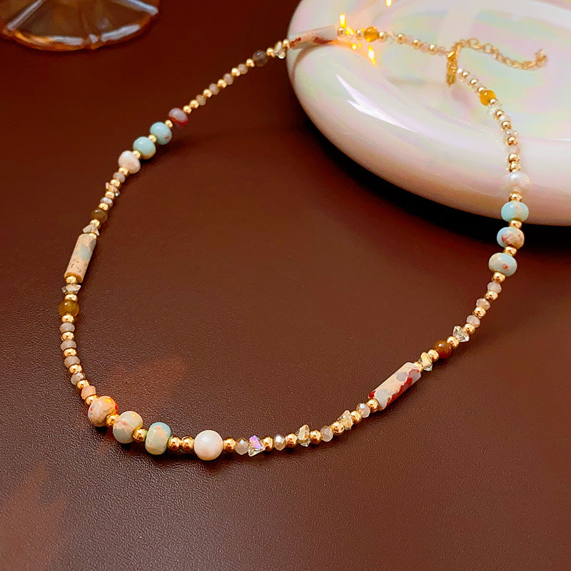 Baroque Freshwater Pearl Necklace Simple Elegant Colorful Beaded Collarbone Chain Niche Light Luxury High-End Sense Necklace for Women