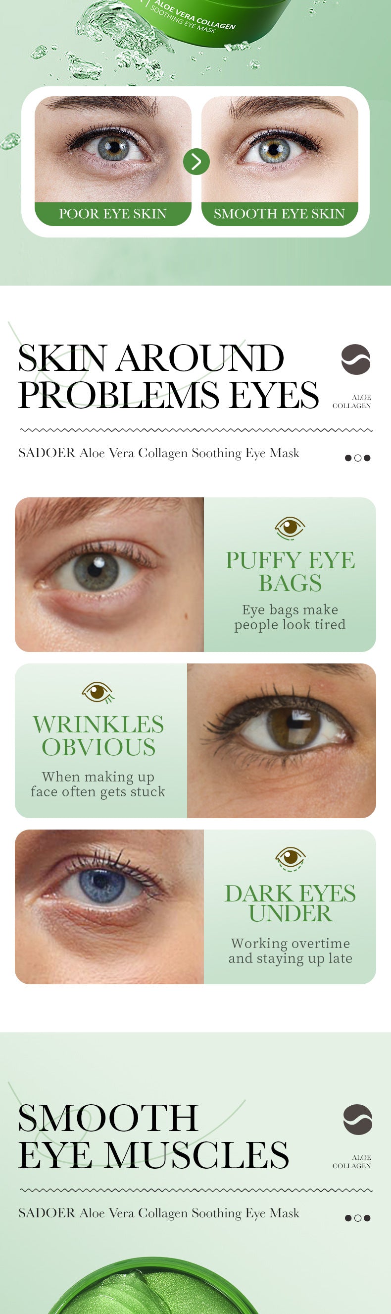 Aloe Vera Eye Mask80g Collagen Hydrating Moisturizing Improves Dark Circles Eye Lines Eye Bags Factory Wholesale