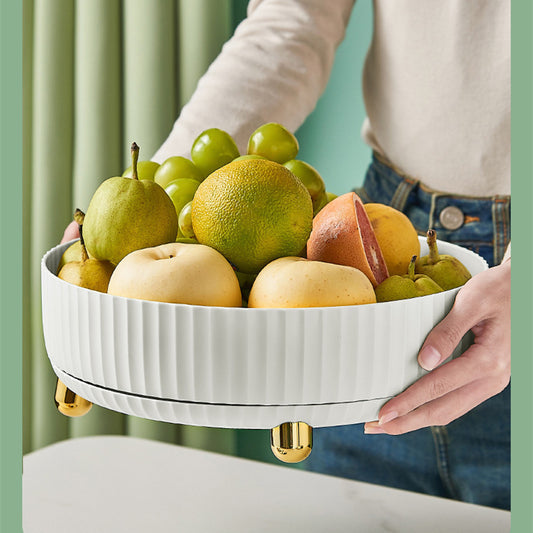 Cross-Border Rotating Spice Rack Multi-Functional Kitchen Desktop Storage Round Fruit Tray Cosmetic Storage Box