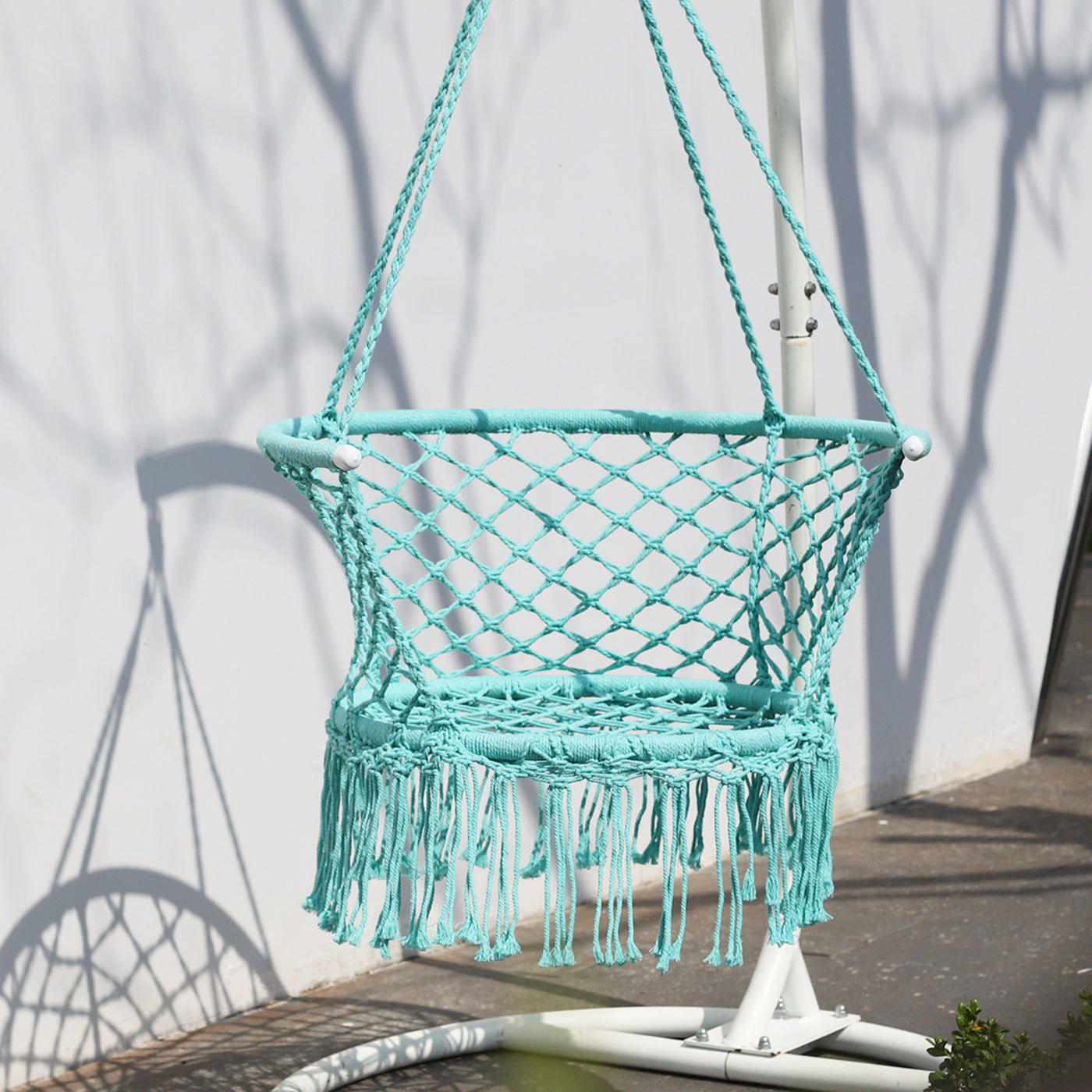 ins Nordic Style Tassel Hanging Chair Handwoven Hanging Basket Cotton Rope Swing Outdoor Hammock Balcony Cradle Chair Wholesale