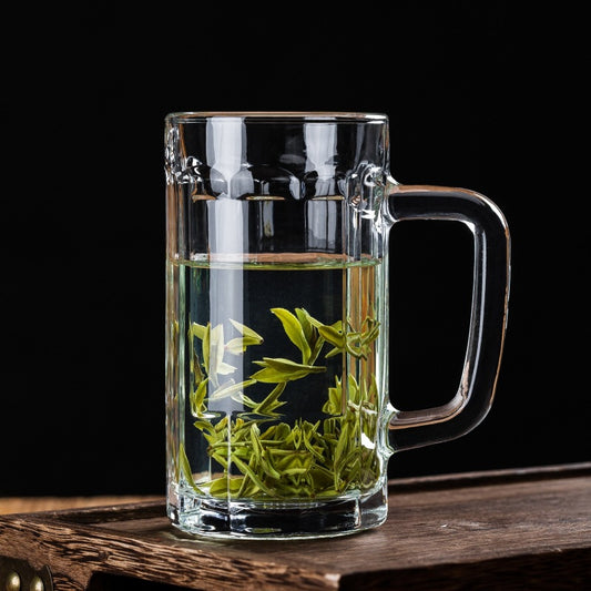 Transparent Glass Cup Heat-Resistant Large Thickened Tea Cup with Handle Beer Cup Without Lid Bar Gift Customizable logo