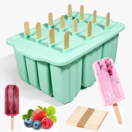 【Same Low Price】Amazon12Ice Cream Mold Easy Release Silicone Popsicle Mold Ice Cream Mold with Lid Ice Cream Mold