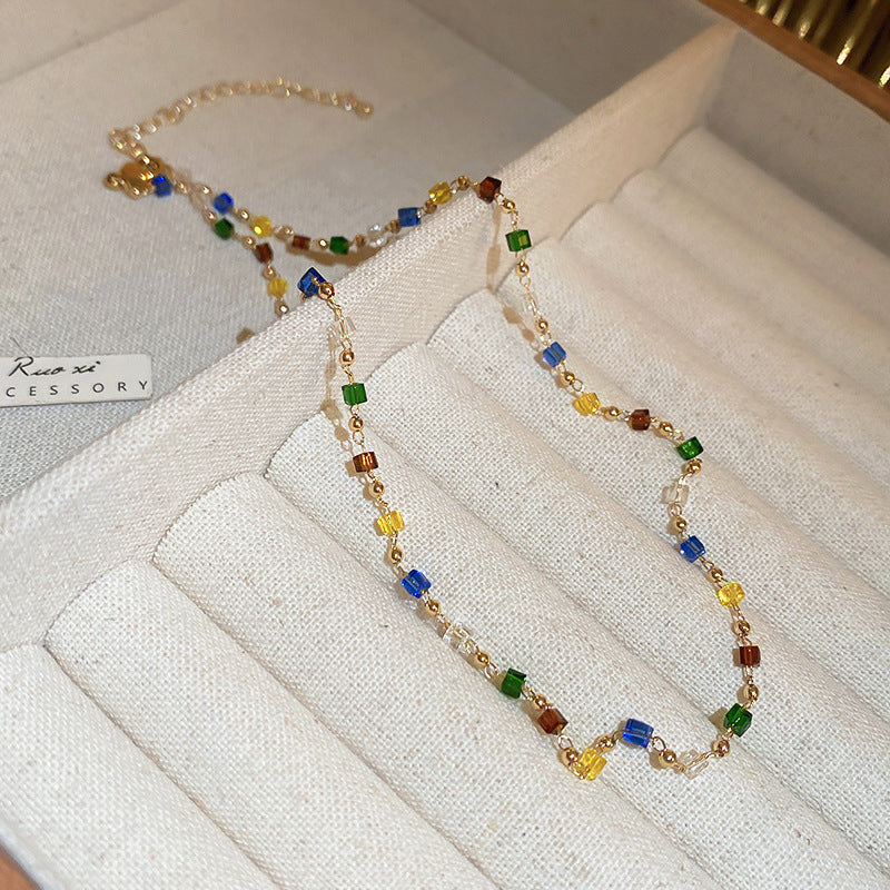 Baroque Freshwater Pearl Necklace Simple Elegant Colorful Beaded Collarbone Chain Niche Light Luxury High-End Sense Necklace for Women